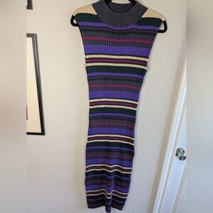 NWT Anthropologie Dolan Bodycon Sweater Dress S Midi Sleeveless Purple Gray